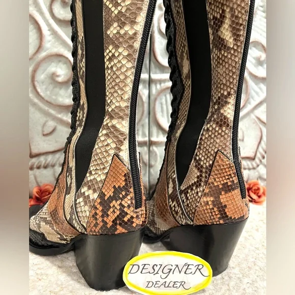 COACH Snakeskin Patchwork Lace Up Boots Size 6.5B EUC! G2718 - Picture 8 of 14